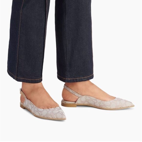 NEW WITH BOX COACH VAE SKIMMER JACQUARD SLINGBACK FLATS SIZE 10 - Picture 1 of 12